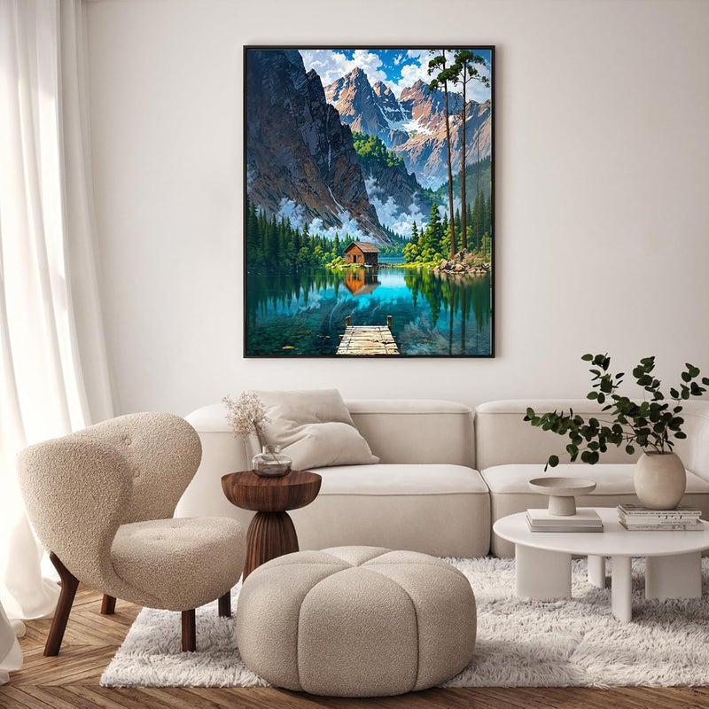 GEEHEIY Paint by Numbers Kit for Adults - Mountain Lake Paint by Number for Beginner, Countryside Adult Paint by Number Kits on Canvas, Perfect for Home Decor Gift 16x20 Inch - Image 2